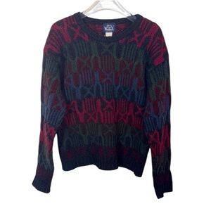 Woolrich Crewneck Sweater‎ VTG in Red and Green with Textured Knit Medium